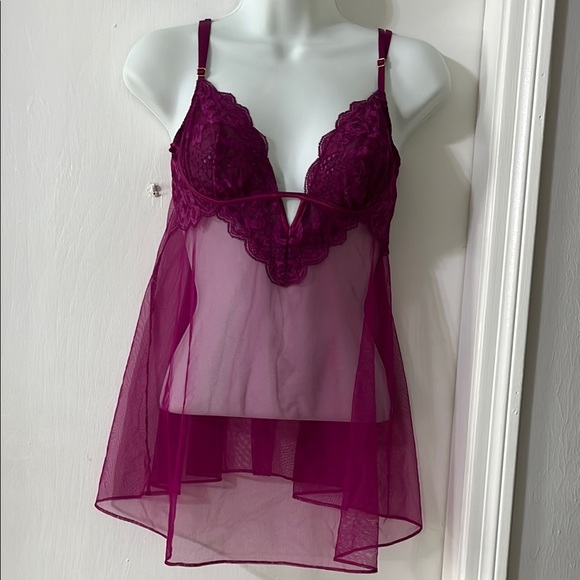 Victoria Secret Elegant Lace Babydoll Lingerie in Deep Purple - Picture 1 of 6